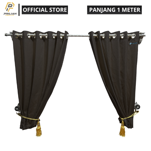 Prilianisty - Gorden Jendela Gelombang Tinggi 100cm Polos Abu Abu