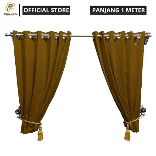 Prilianisty - Gorden Tirai Jendela Gelombang Tinggi 100cm Polos Gold