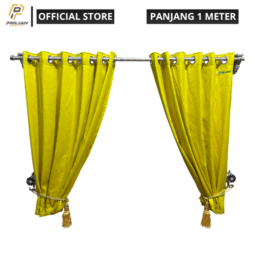 Prilianisty - Gorden Jendela Gelombang Tinggi 100cm Polos Warna Kuning