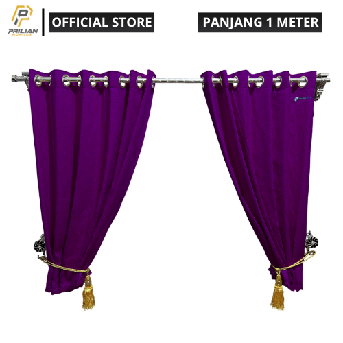 Prilianisty - Gorden Tirai Jendela Gelombang Tinggi 100cm Polos Ungu